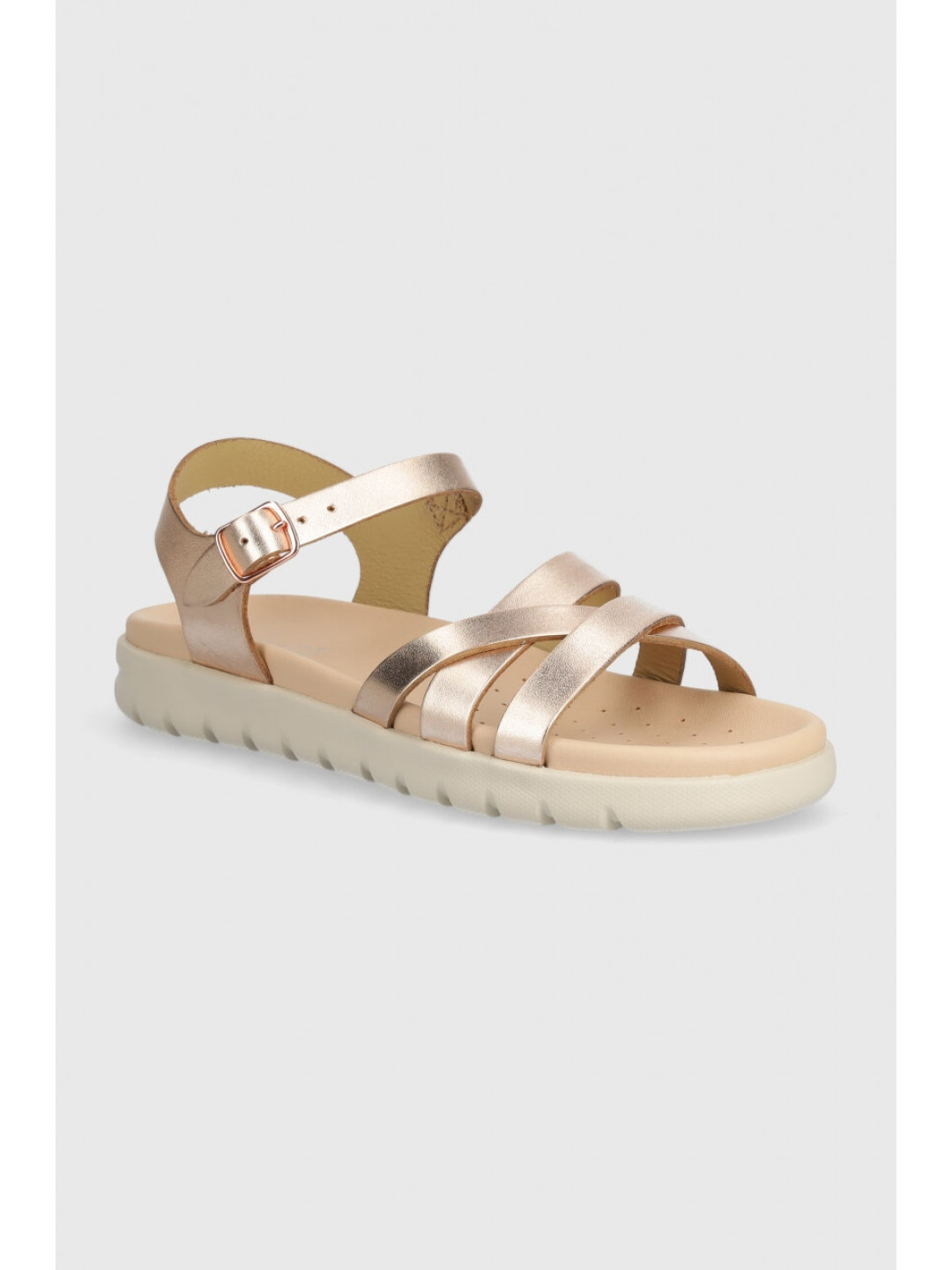 Dětské kožené sandály Geox SANDAL SOLEIMA zlatá barva
